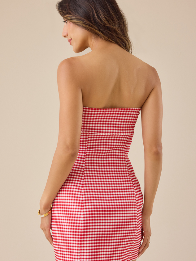 Ruby Gingham Mini Dress Detail 5 - ARULA