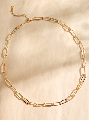 18K Gold Dipped Paperclip Chain Choker Necklace - ARULA - 