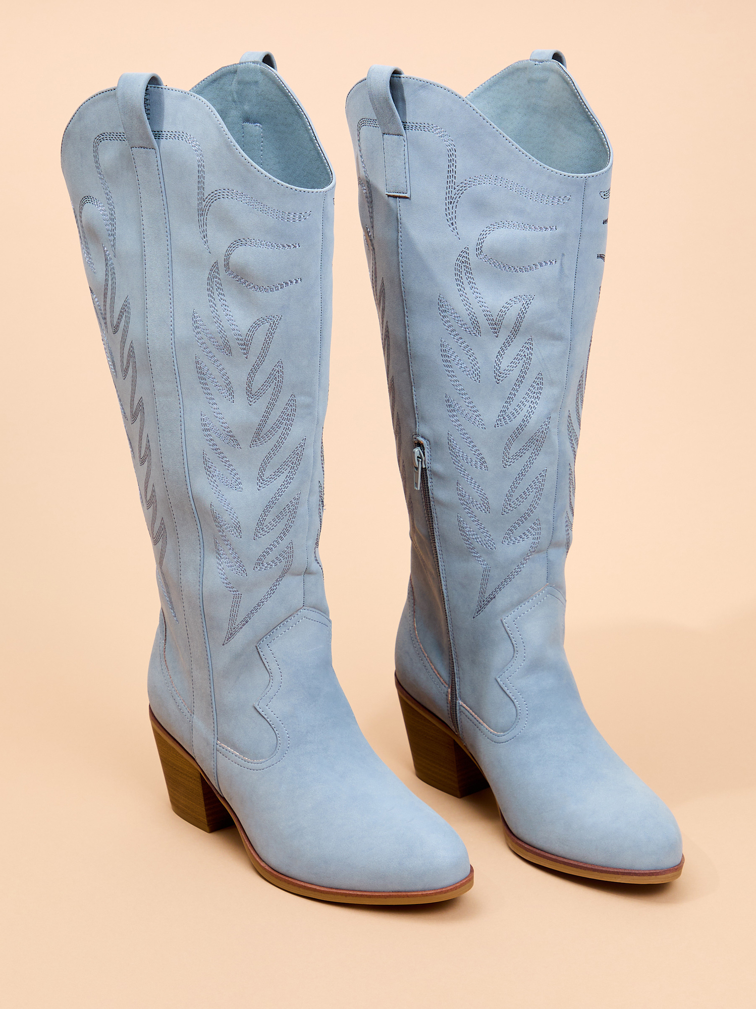 Blue wide calf boots new arrivals