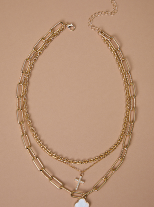Mother Of Pearl Clover Layered Necklace - ARULA