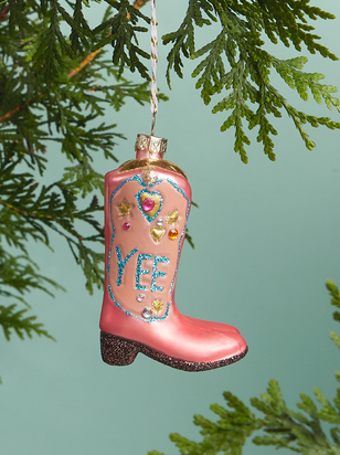 Yee Haw Cowgirl Boot Christmas Ornament - ARULA