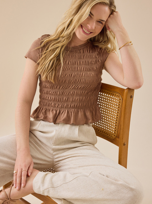 Annaleigh Smocked Fitted Tee - ARULA