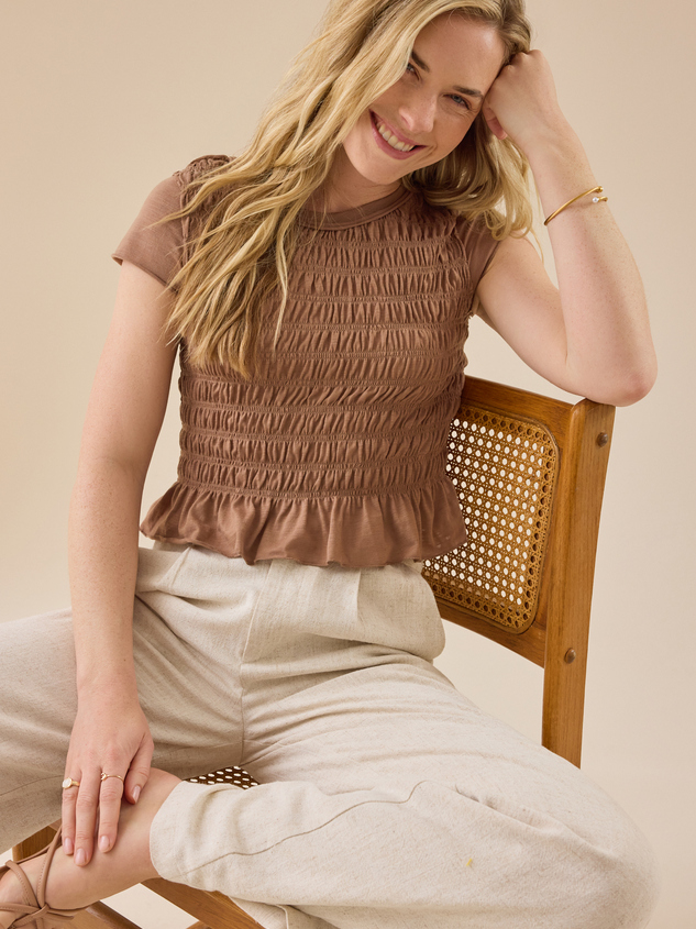 Annaleigh Smocked Fitted Tee - ARULA