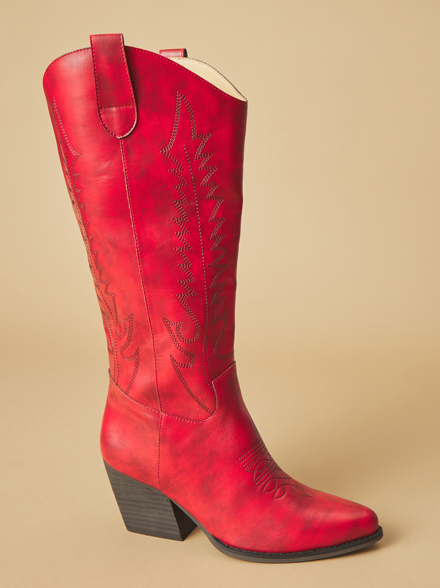 Izabella Wide Calf Boot in Red Arula