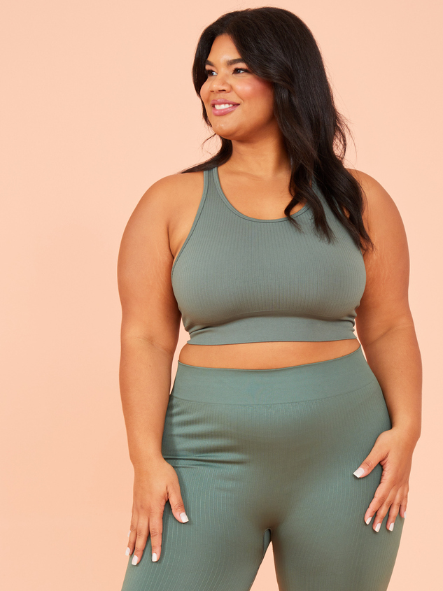 Seamless Ribbed Strappy Sports Bra Detail 2 - ARULA