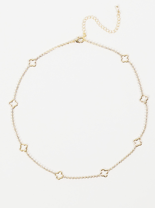 Rhinestone Clover Choker Necklace - ARULA