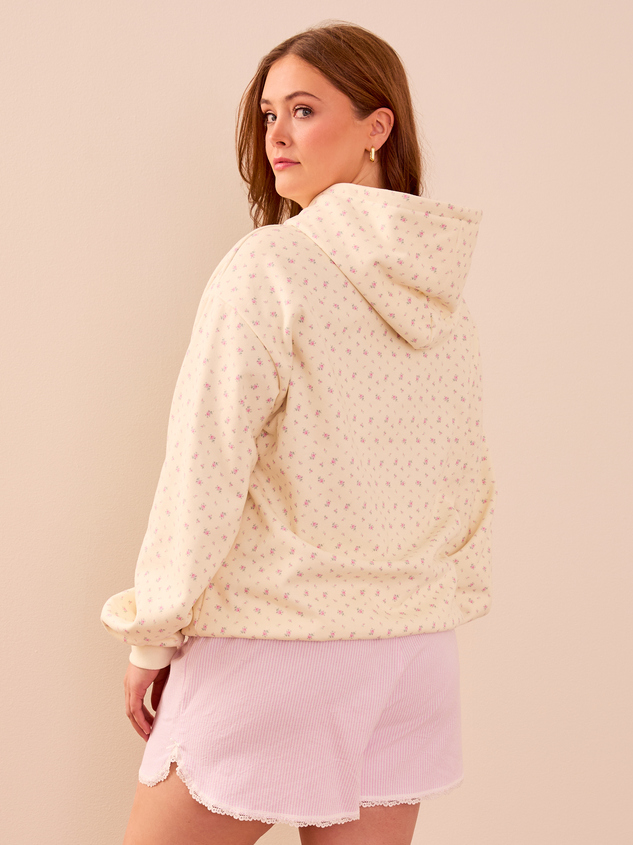 Floral Fleece Hoodie Detail 6 - ARULA