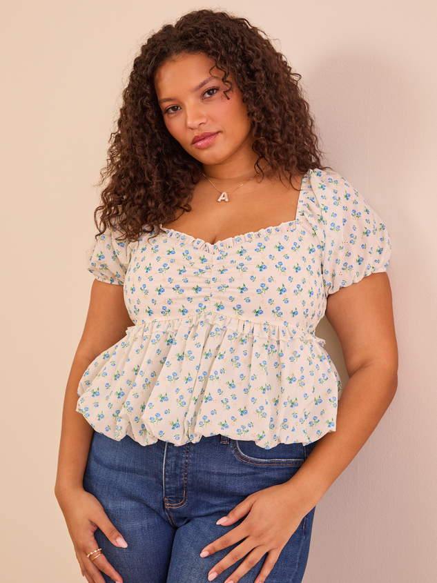 Celia Floral Bubble Top Detail 2 - ARULA