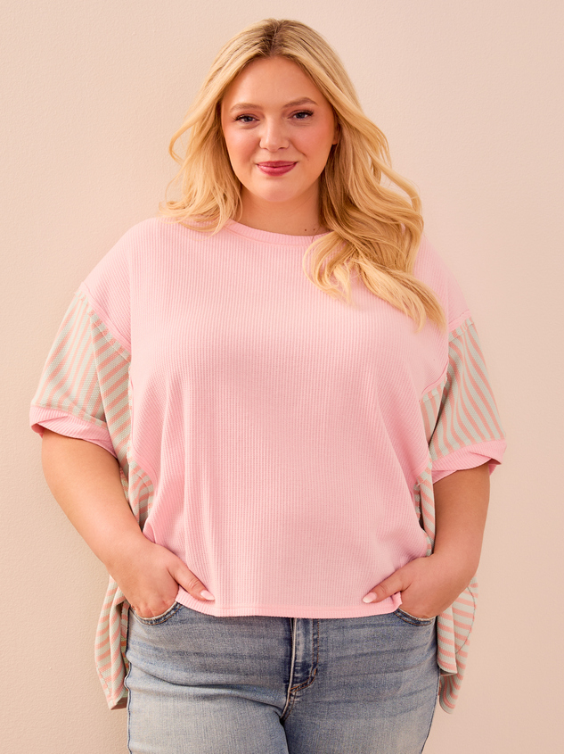 Charlie Oversized Pieced Thermal Top Detail 2 - ARULA