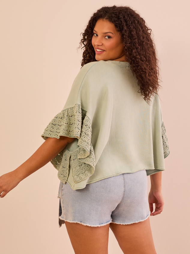 Destiny Cropped Crochet Sweater Detail 5 - ARULA