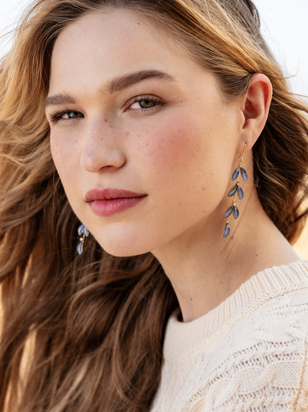 Resin Leaf Dangle Earrings - ARULA - 