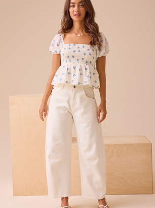 Margot Embroidered Babydoll Top - ARULA