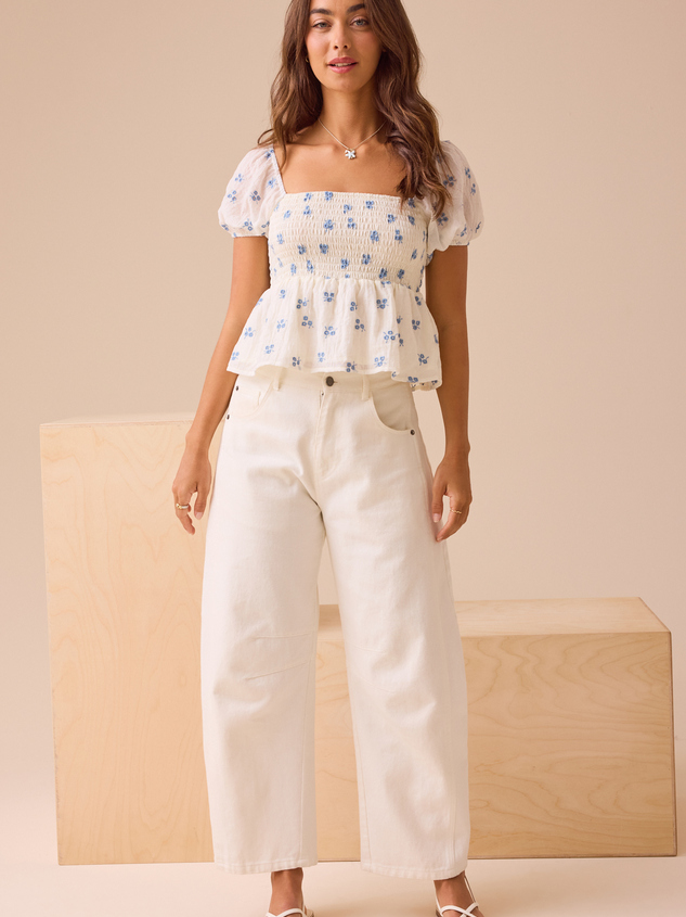 Margot Embroidered Babydoll Top Detail 2 - ARULA
