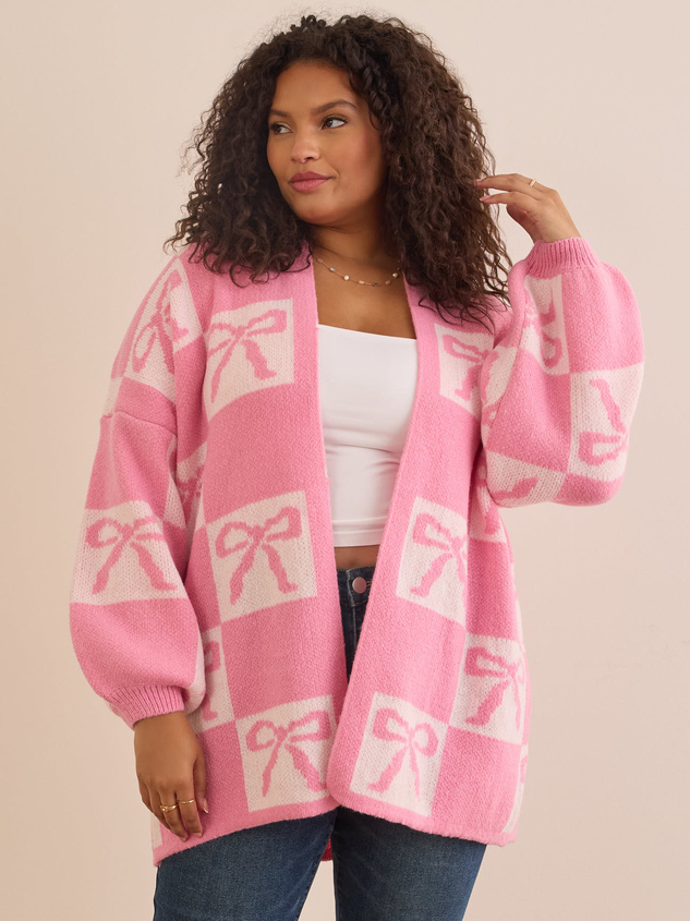 Bow Checkered Cardigan Detail 2 - ARULA