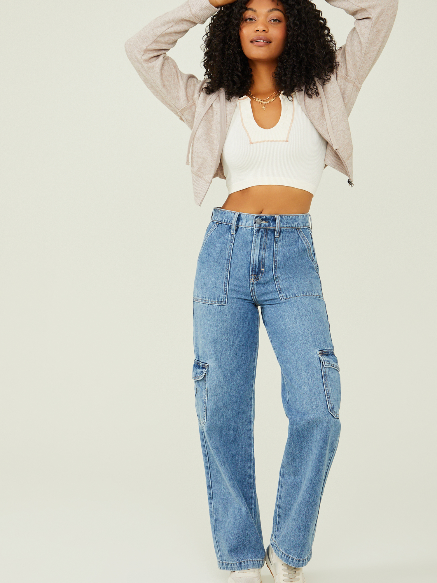 Brooke Cropped Zip Up Hoodie in Mocha Altar d State