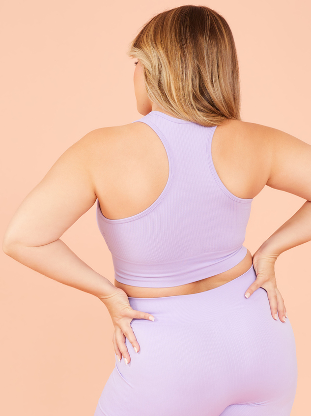 Seamless Ribbed Longline Sports Bra Detail 4 - ARULA