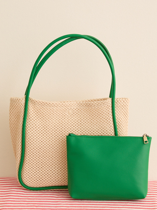 Woven Straw Tote Bag and Pouch Set - ARULA
