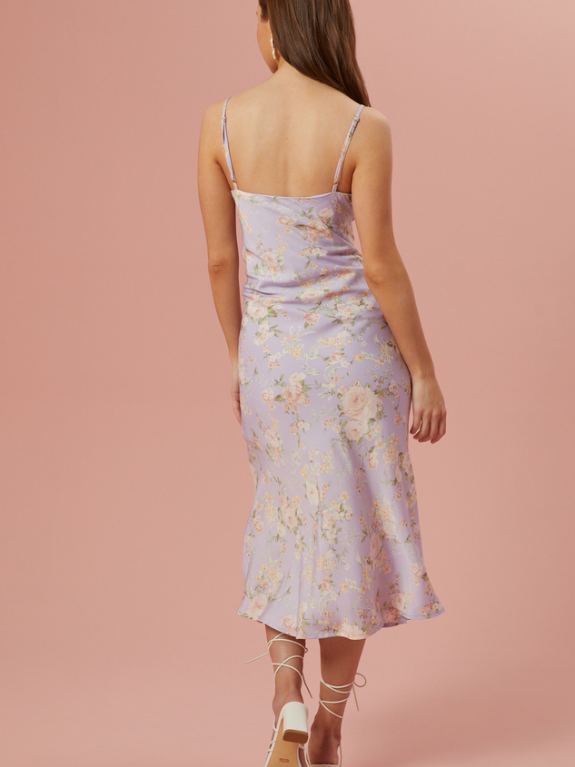Blythe Floral Satin Slip Dress Detail 3 - ARULA
