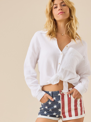 Mary American Flag Denim Shorts - ARULA