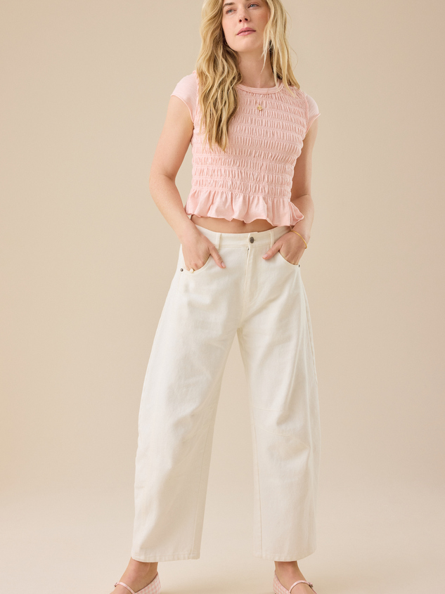 Annaleigh Smocked Fitted Tee Detail 2 - ARULA