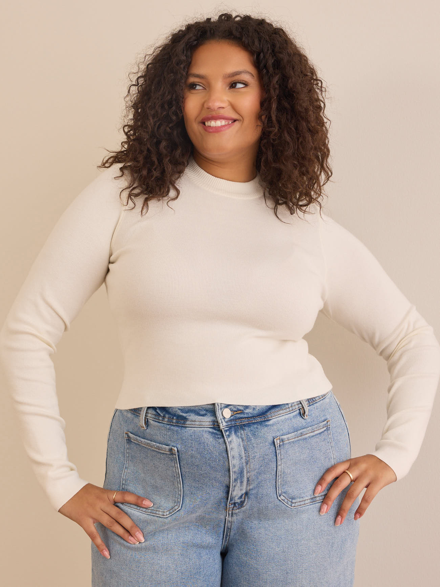 Ivory mock neck sweater store