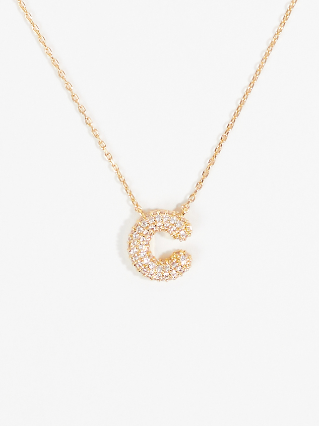 Crystal Bubble Monogram Necklace - C - ARULA