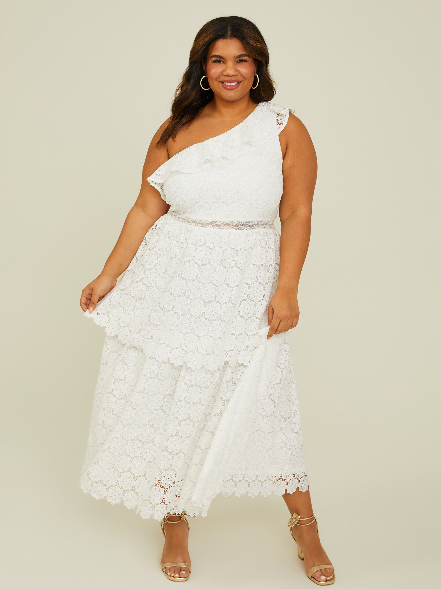 One shoulder eyelet dress sales