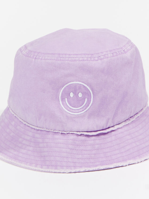 Embroidered Smiley Bucket Hat Detail 2 - ARULA