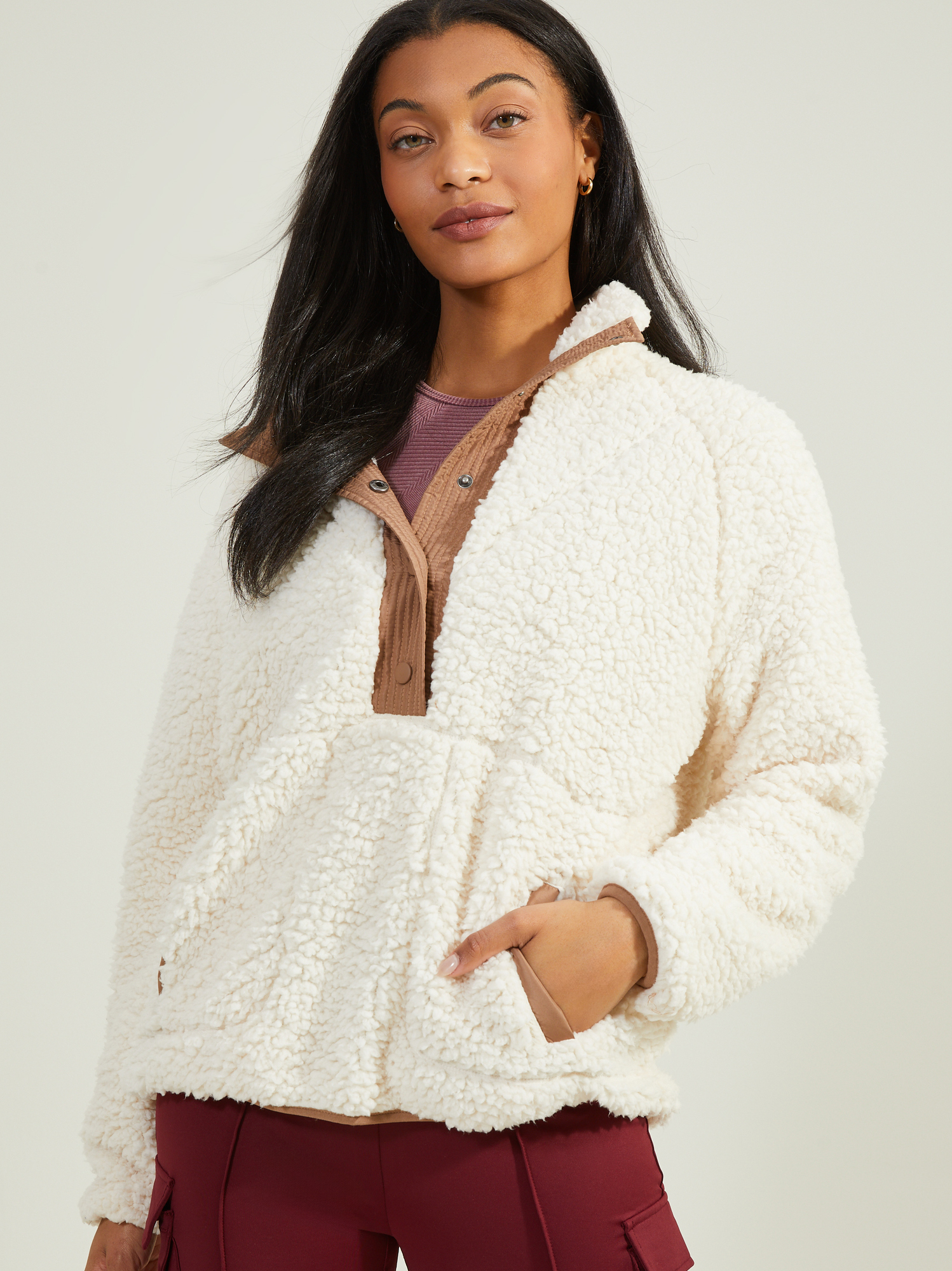 Furry top sherpa pullover