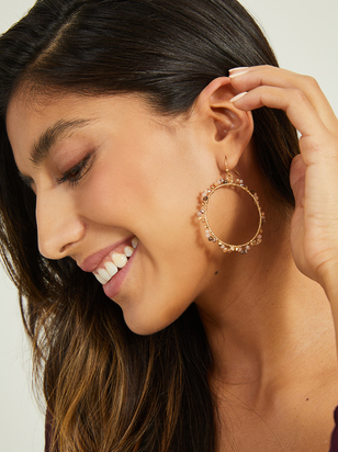 Open Circle Glass Bead Dangle Earrings - ARULA