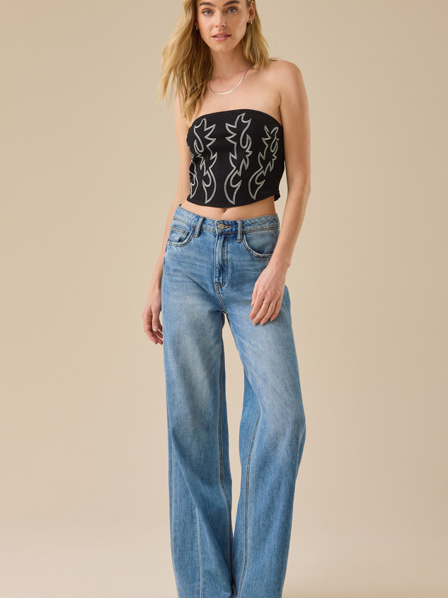 Mae Denim Tube Top Detail 3 - ARULA