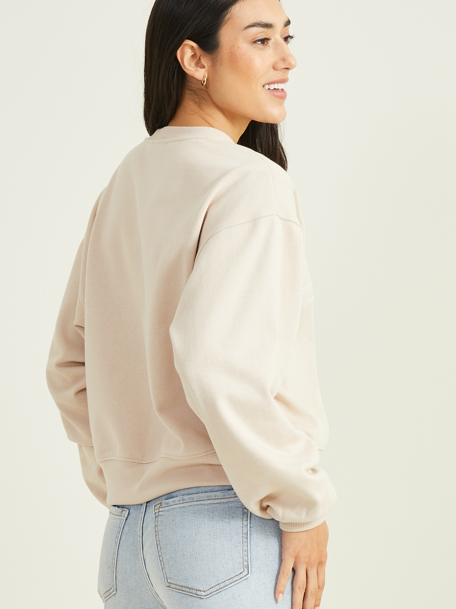 Nike mini swoosh oversized sales cropped light beige sweatshirt