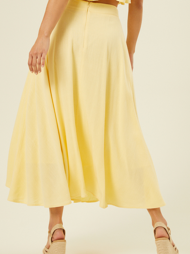Grace Linen Midi Skirt Detail 5 - ARULA