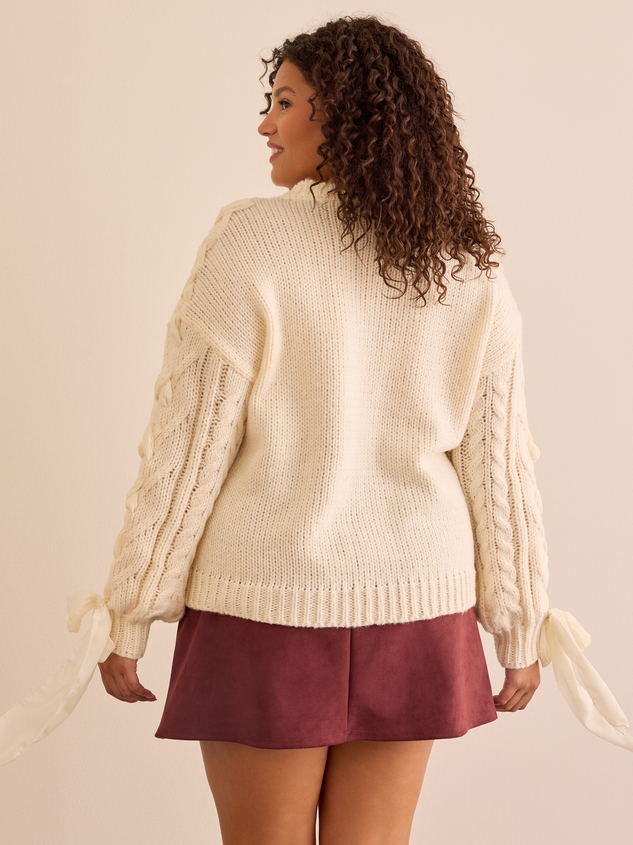 Gemma Ribbon Oversized Sweater Detail 5 - ARULA