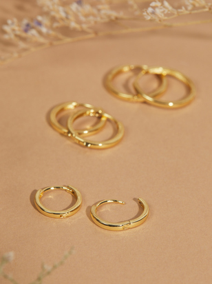 18K Gold Dipped Huggie Hoop Set - ARULA