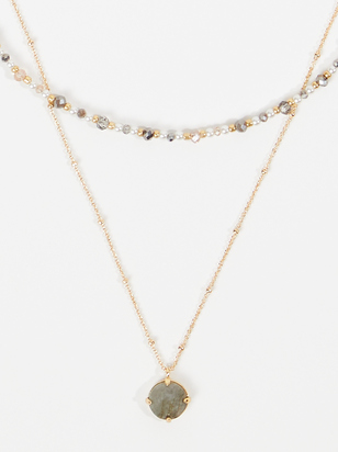 Dainty Glass Bead Layered Pendant Necklace - ARULA