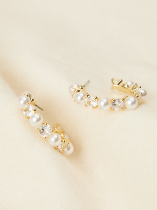 Pearl Cz Hoop Earrings - ARULA
