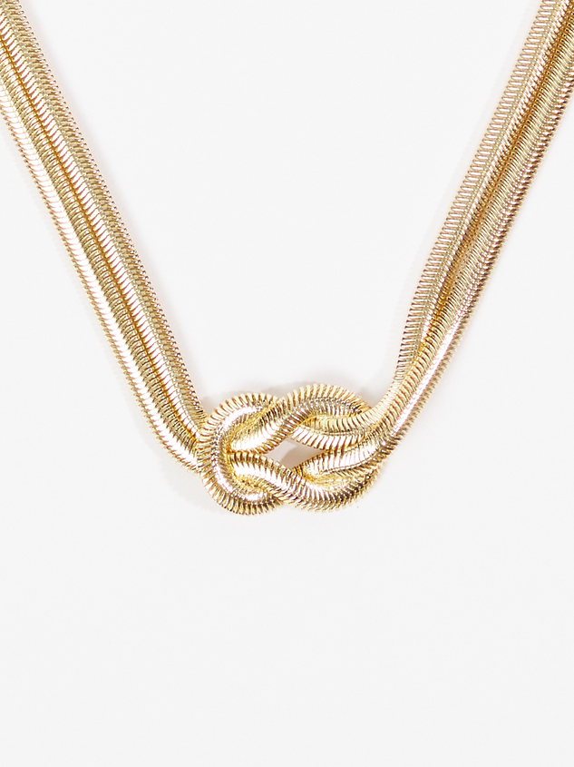 Double Herringbone Knot Necklace Detail 2 - ARULA