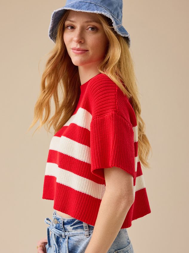 Ricki Striped Boxy Sweater Detail 4 - ARULA
