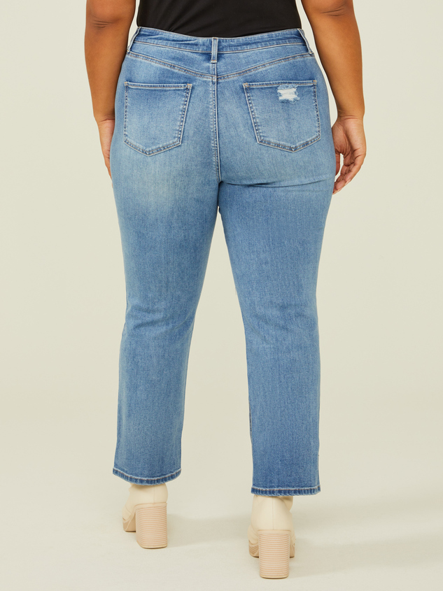 Metallic Brushed Straight Jeans Detail 6 - ARULA