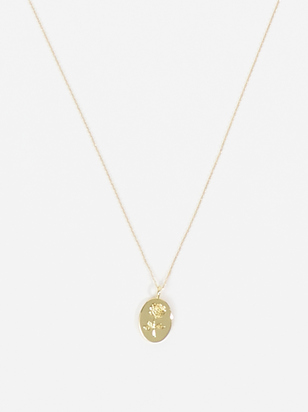 18K Gold Dipped Rose Engraved Pendant Necklace - ARULA