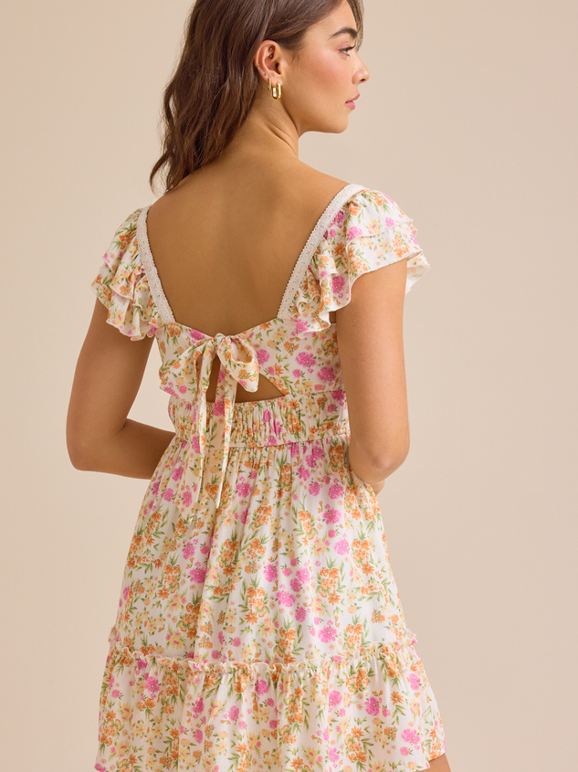 Isabella Floral Mini Dress Detail 5 - ARULA