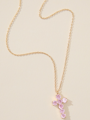 Pink Glitz Cross Necklace - ARULA - 