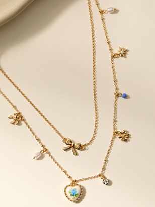 2 Layer Enchanted Bloom Charm Necklace - ARULA - 