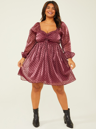 Hanna Dot Velvet Dress - ARULA