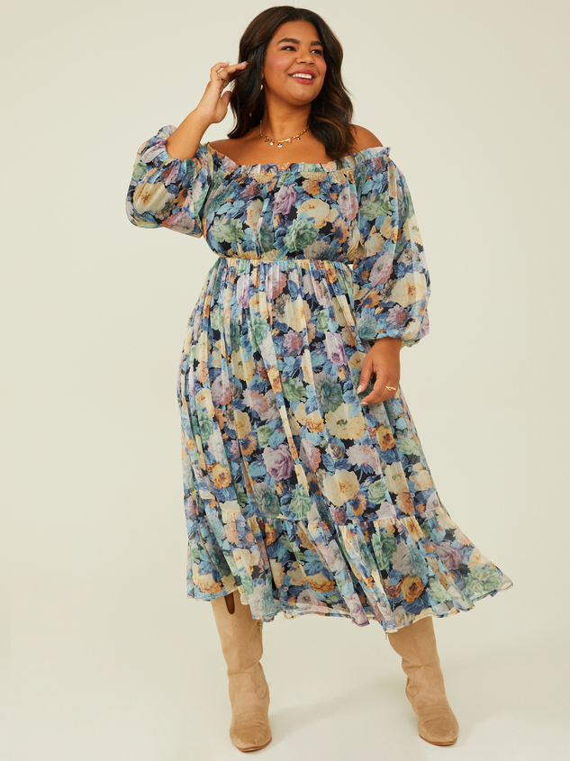 Arabella Floral Midi Dress Detail 6 - ARULA