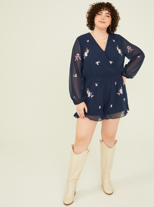 Izzy Floral Embroidered Romper - ARULA