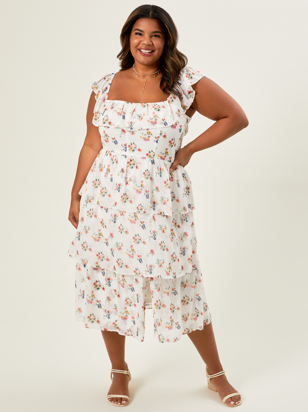 Lucy Floral Tiered Dress Detail 3 - ARULA