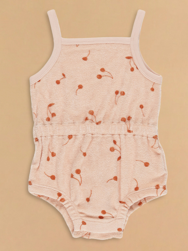 Cherries Terry Knit Romper by Quincy Mae - ARULA