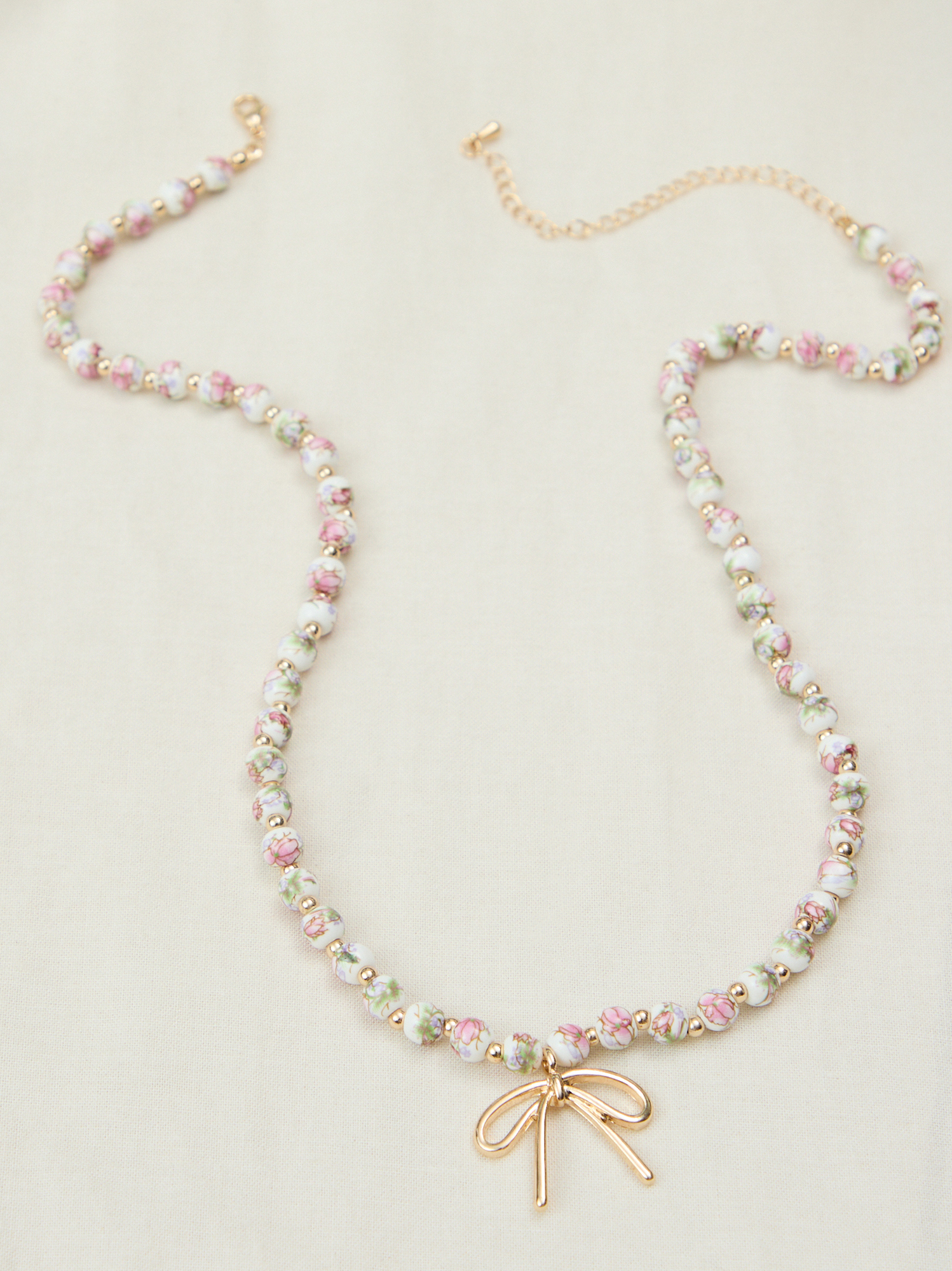 Bow Pendant Beaded Necklace Bow Pendant Beaded Necklace